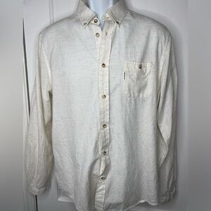 BEN SHERMAN Men's White with colorful threading running through Button-Up shirt